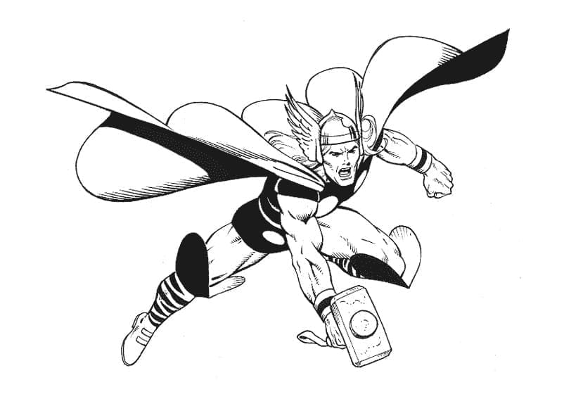 Desenho de Thor de Marvel Comics para Colorir e Pintar
