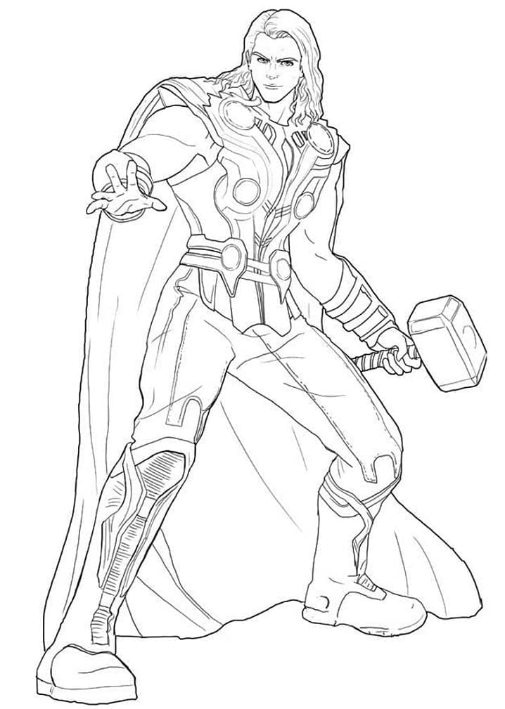 Desenho de Thor de Marvel para Colorir e Pintar