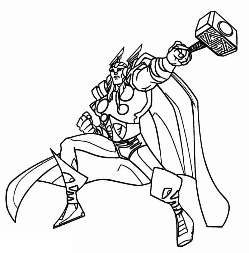 Desenho de Thor do Desenho Animado para Colorir e Pintar