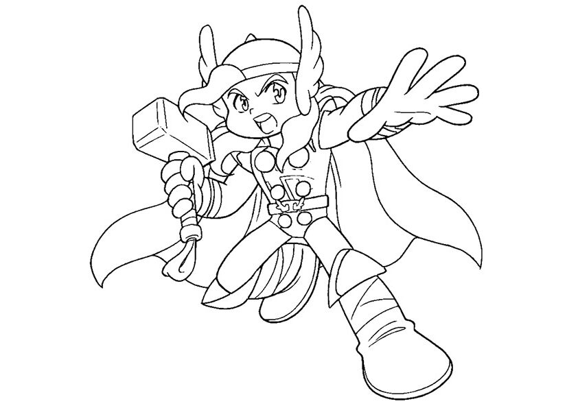 Desenho de Pequeno Thor para Imprimir e Pintar