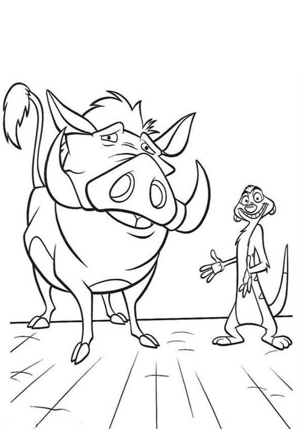 Desenho de Disney Timão e Pumba para Colorir e Pintar