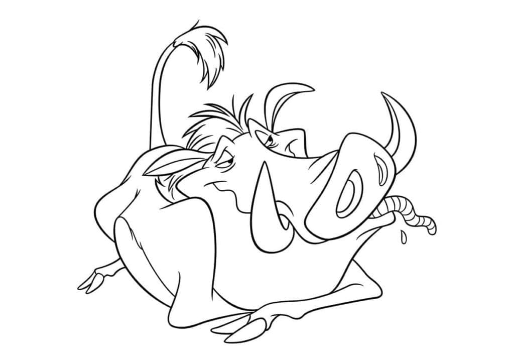 Desenho de Pumba Engraçado para Colorir e Pintar