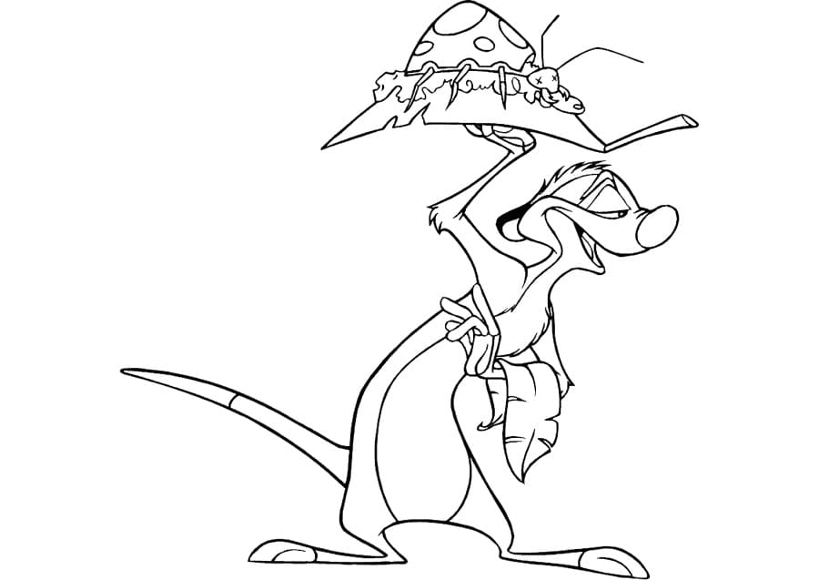 Desenho de Timão e Insetos para Colorir e Pintar