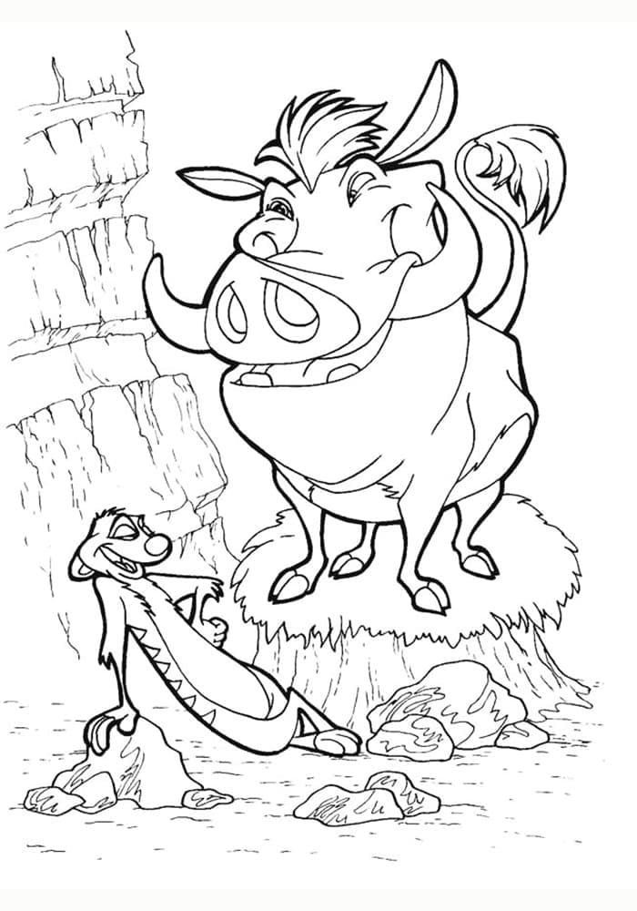 Desenho de Timão e Pumba Disney para Colorir e Pintar