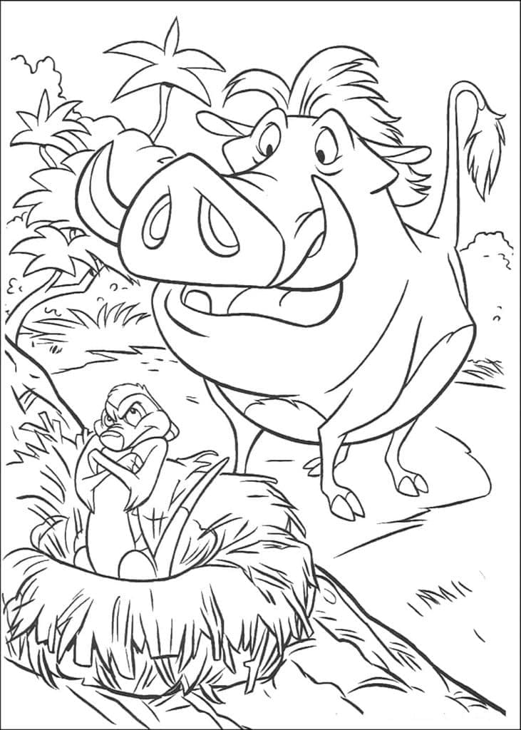 Desenho de Timão e Pumba para Crianças para Colorir e Pintar
