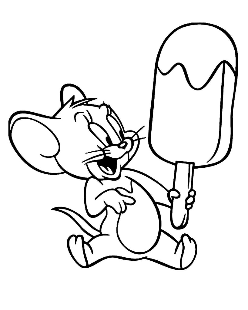 Desenho de Jerry com Picole Pdf Grátis para Colorir e Pintar