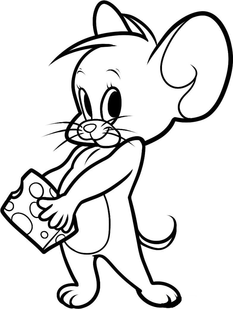 Desenho de Jerry Comendo Queijo Grátis Download para Colorir e Pintar