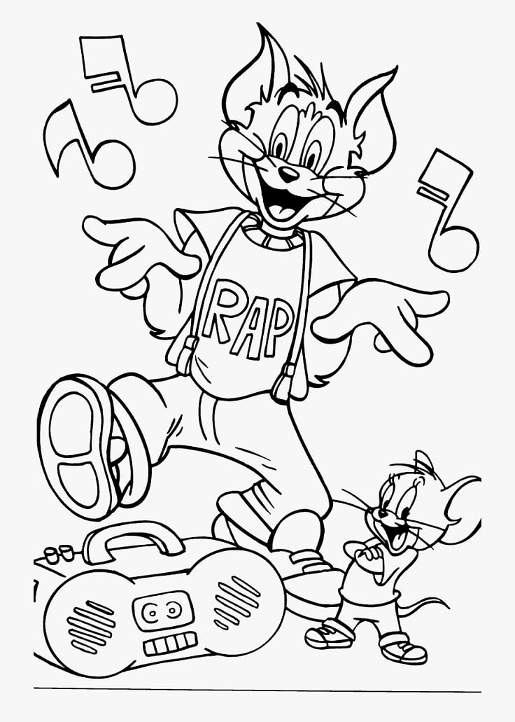 Desenho de Tom e Jerry Pdf Imprimivel para Colorir e Pintar