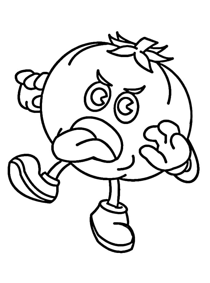 Desenho de Tomate Engraçado para Colorir e Pintar