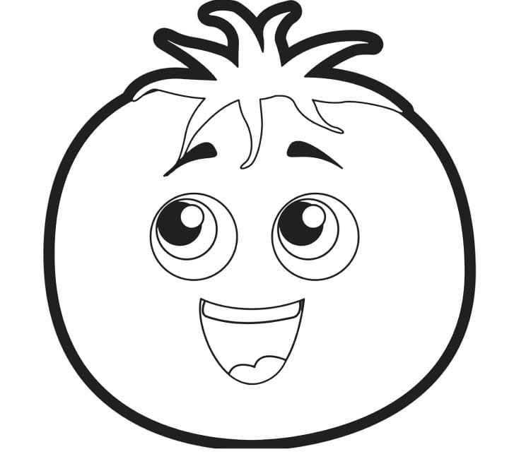 Desenho de Tomate Feliz para Colorir e Pintar