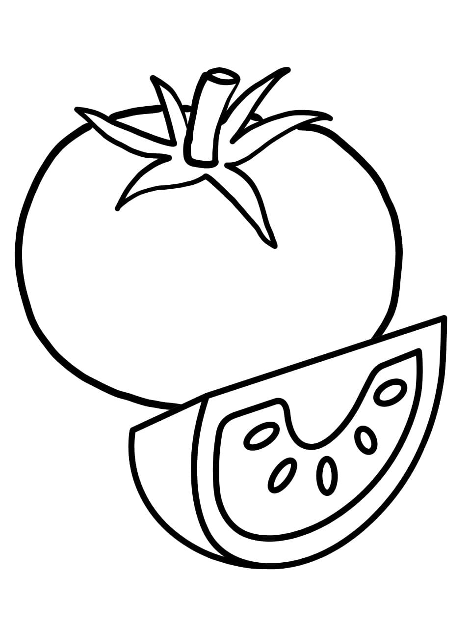 Desenho de Tomate Fresco para Colorir e Pintar