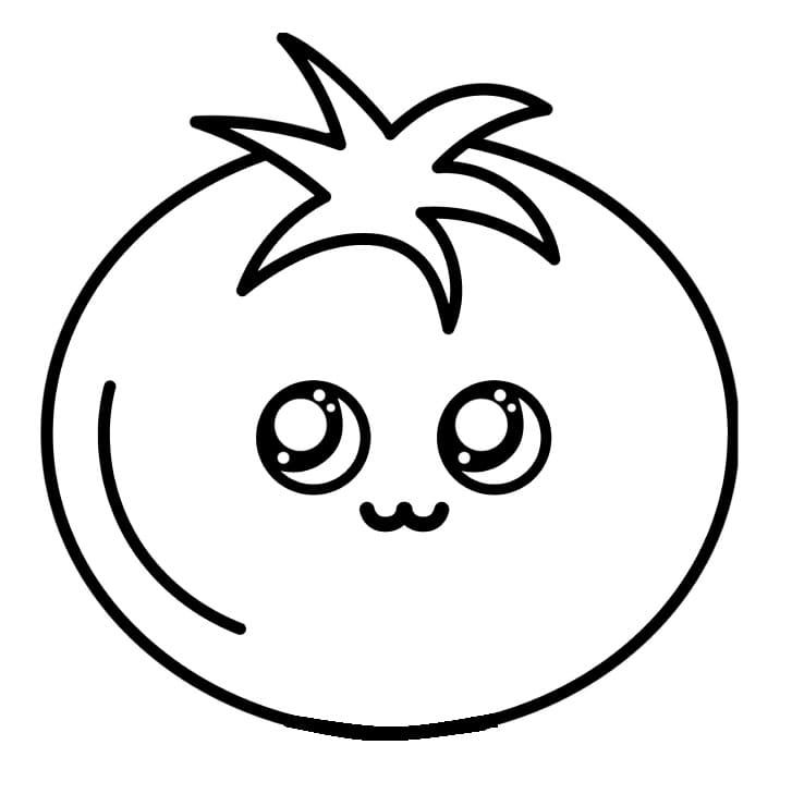 Desenho de Tomate Kawaii para Colorir 1 e Pintar