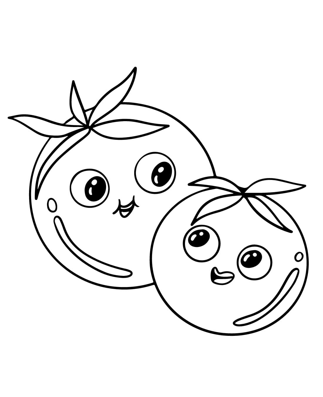 Desenho de Tomates Fofos para Colorir e Pintar