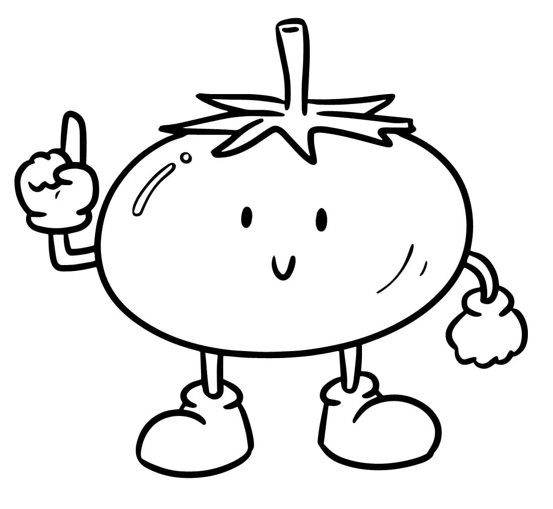 Desenho de um Tomate Animado para Colorir e Pintar
