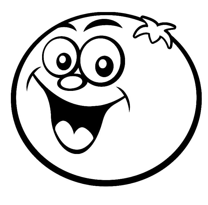 Desenho de um Tomate Feliz para Colorir e Pintar