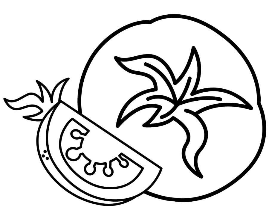 Desenho de um Tomate Fresco para Colorir e Pintar