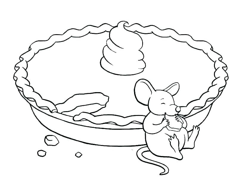 Desenho de Ratinho Comendo Torta de Queijo para Colorir e Pintar