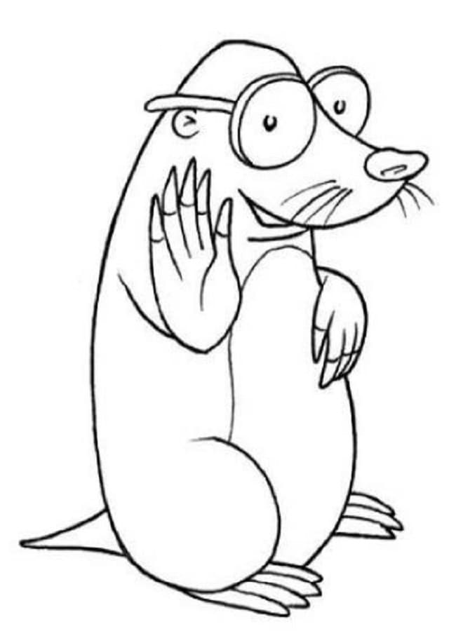 Desenho de Toupeira de Desenho Animado para Colorir e Pintar