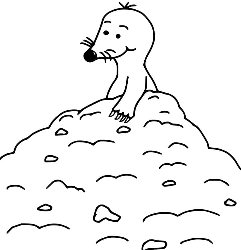 Desenho de Toupeira Sorridente para Colorir e Pintar