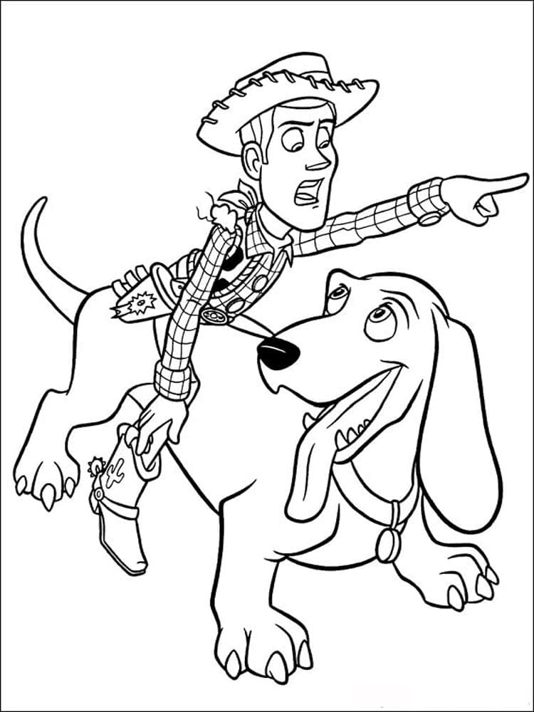 Desenho de Buster e Woody Toy Story para Colorir e Pintar