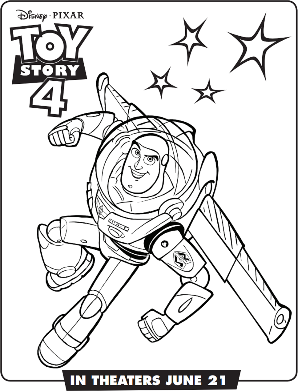 Desenho de Buzz Light Year do Filme Toy Story 4 para Colorir e Pintar