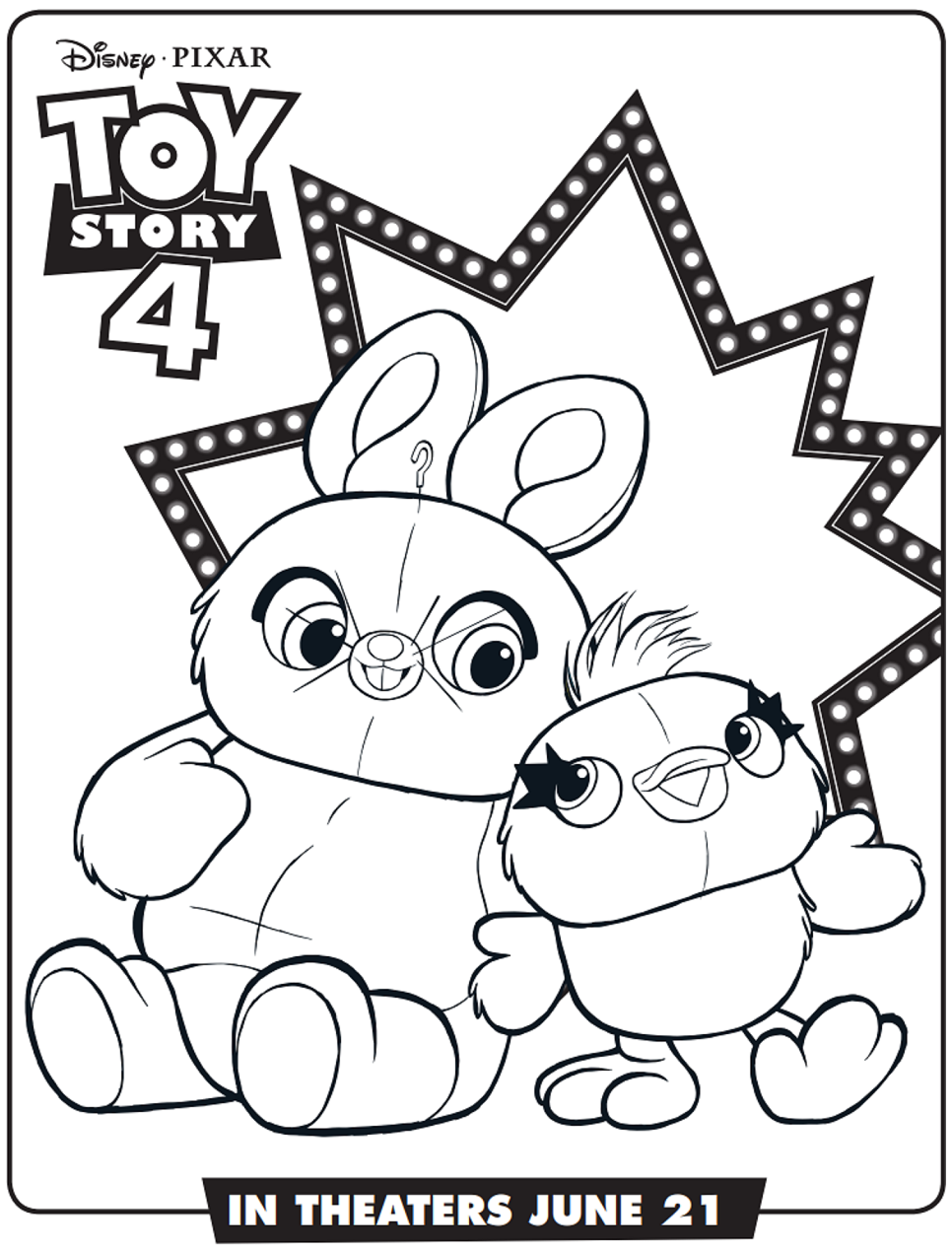 Desenho de Duckye Bunny Toy Story 4 para Colorir e Pintar