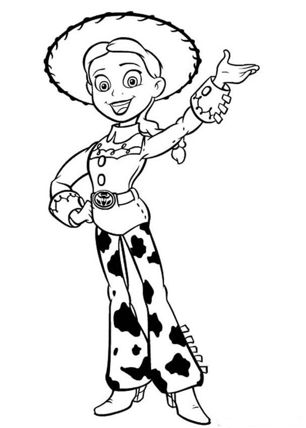 Desenho de Jessie Feliz Toy Story para Colorir e Pintar