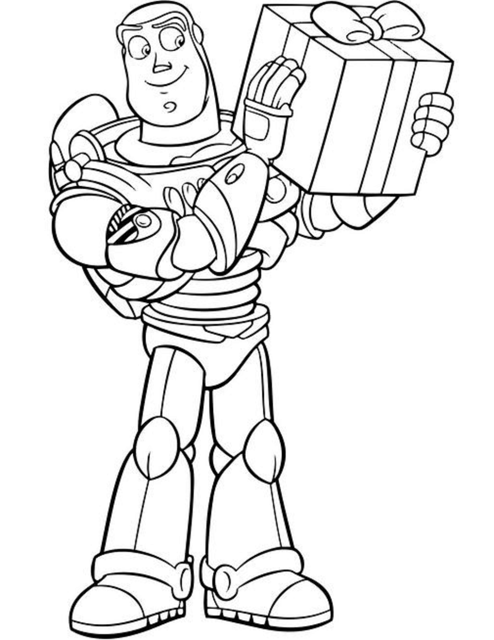 Desenho do Buzz Lightyear com Presente Story para Colorir e Pintar