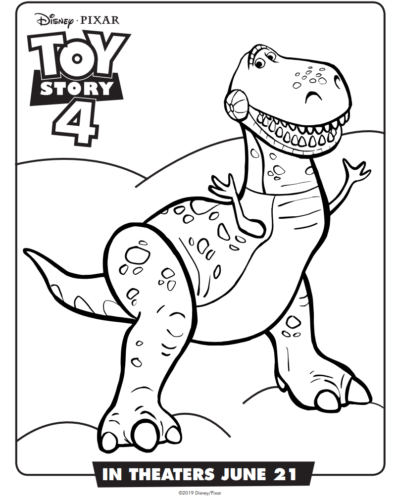Desenho do Dinossauro Rex Toy Story 4 para Colorir e Pintar