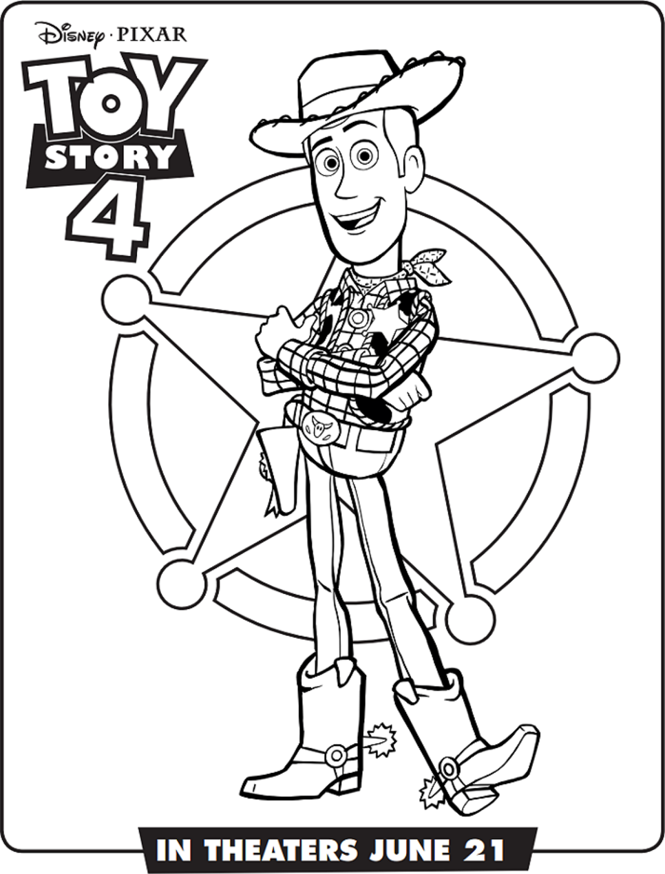 Desenho do Woody Toy Story 4 para Colorir e Pintar