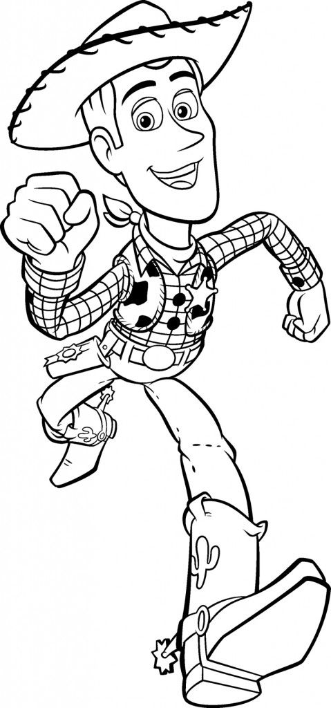 Desenho Grátis do Woody Correndo A4 para Pintar com Lápis de Cor