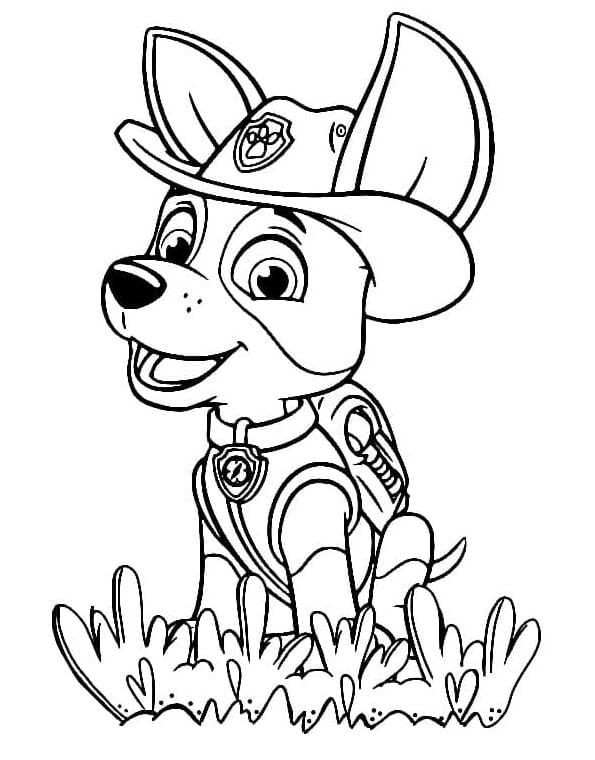 Desenho de Feliz Tracker Patrulhá Canina para Colorir e Pintar