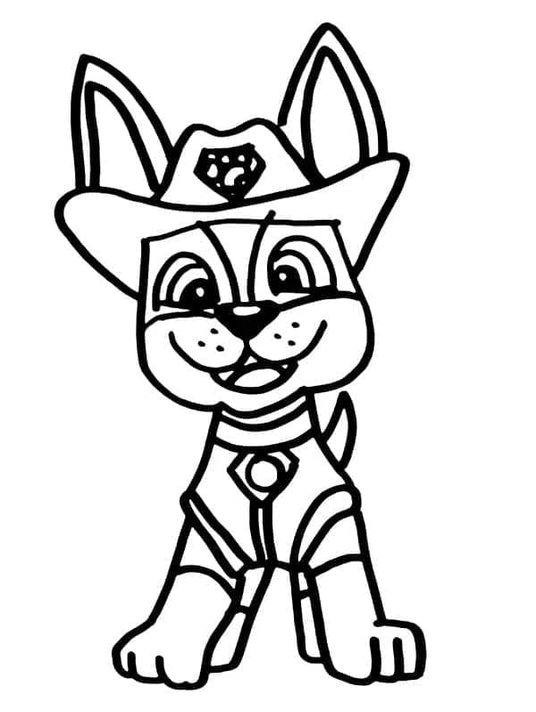 Desenho de Tracker Patrulhá Canina Feliz para Colorir e Pintar