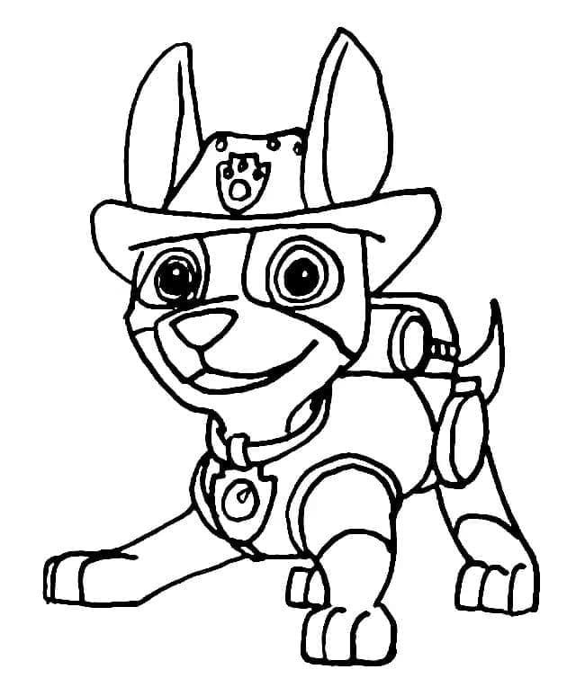 Desenho de Tracker Patrulhá Canina Fofo para Colorir e Pintar