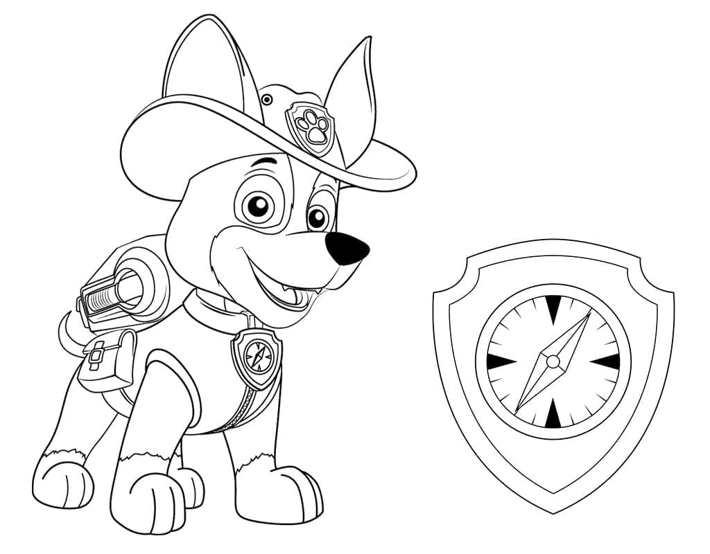 Desenho Tracker de Patrulhá Canina 1 para Colorir e Pintar