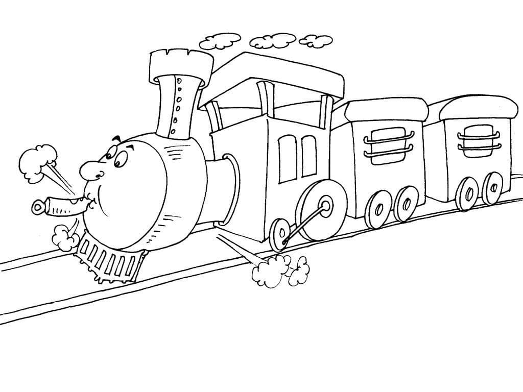 Desenho de Trem de Desenho Animado para Colorir e Pintar