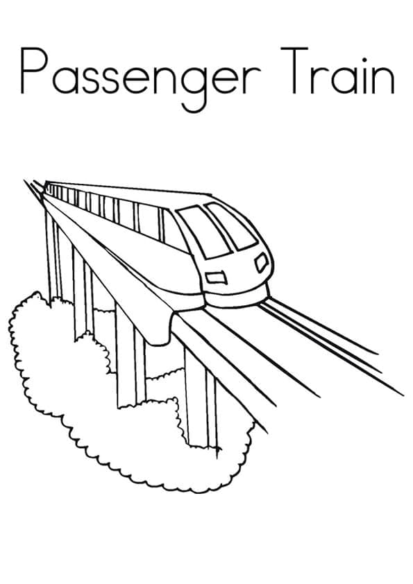 Desenho de Trem de Passageiros para Colorir e Pintar