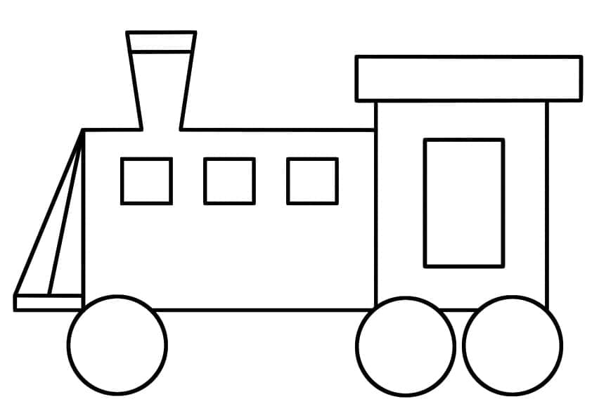 Desenho de um Trem Muito Simples para Colorir e Pintar