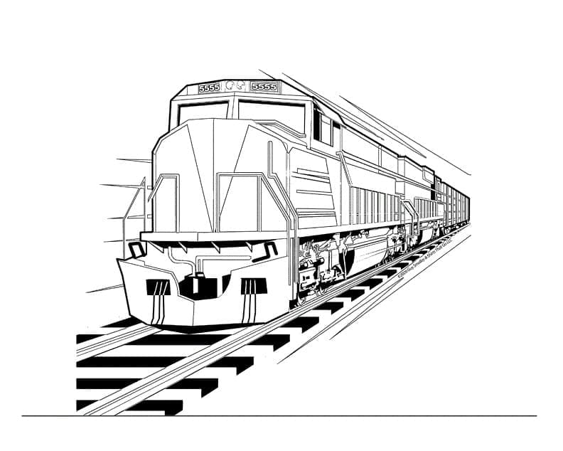Desenho de um Trem Normal para Colorir e Pintar