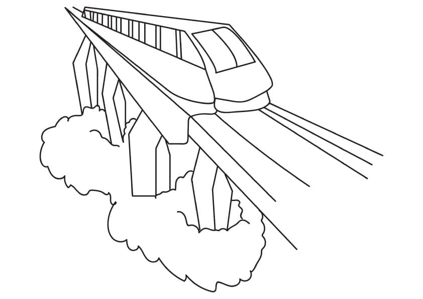Desenho de um Trem Simples para Colorir e Pintar
