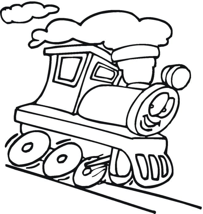 Desenho de um Trem de Desenho Animado para Colorir e Pintar