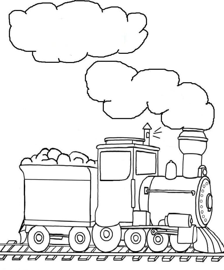 Desenho de um Trem para Colorir e Pintar