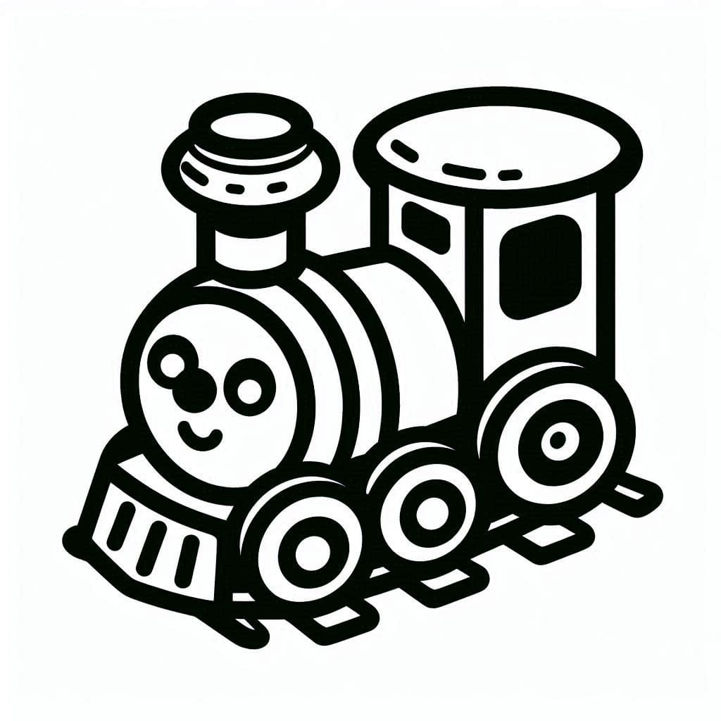 Desenhos de um Trenzinho Adorável para Colorir e Pintar