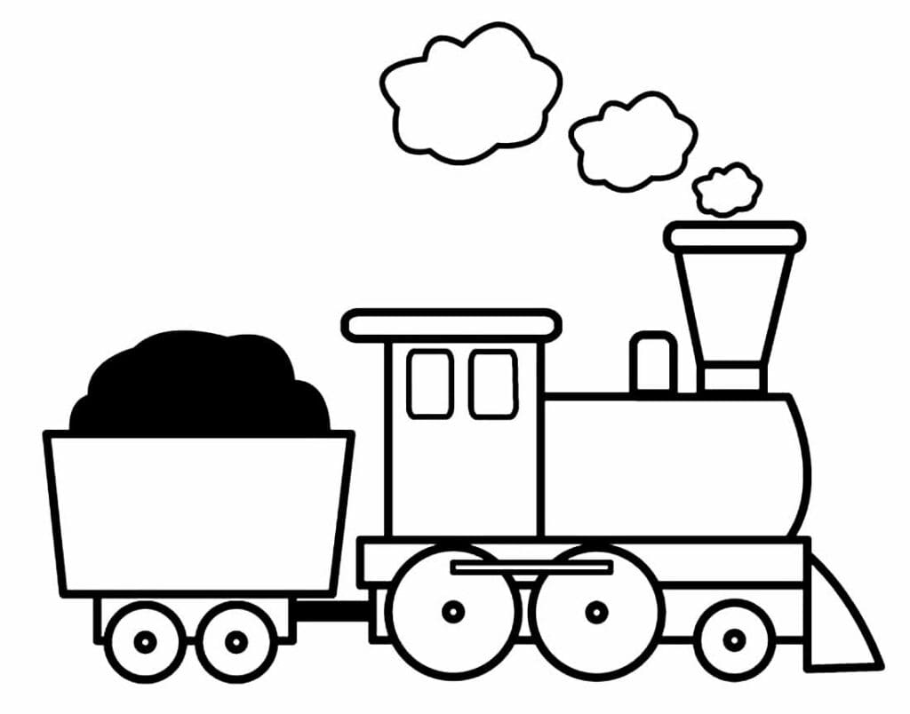 Desenhos de um Trenzinho Fofo para Colorir e Pintar