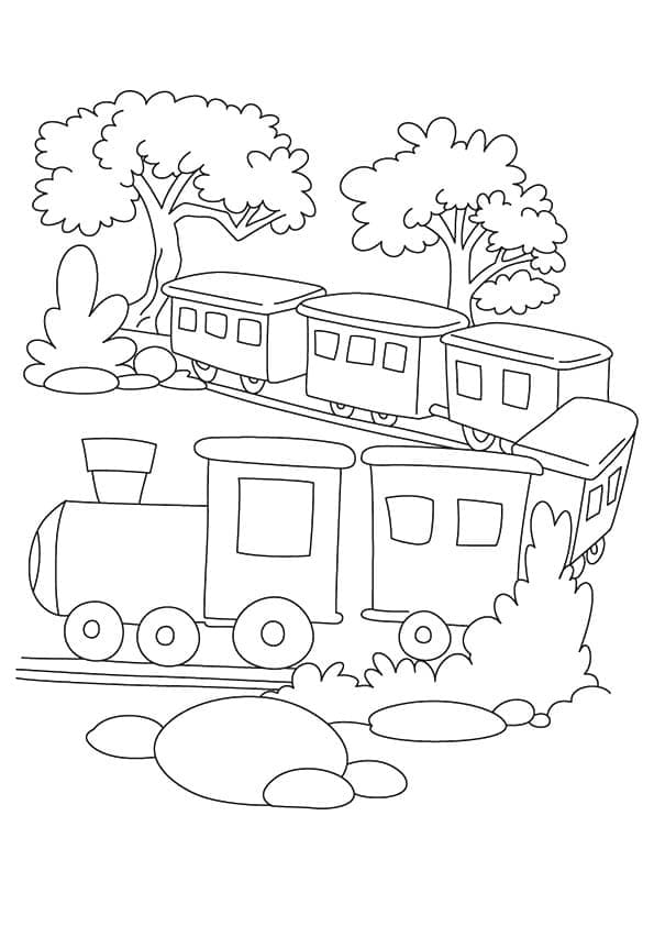 Desenho de Trem Pdf para Colorir Grátis e Pintar