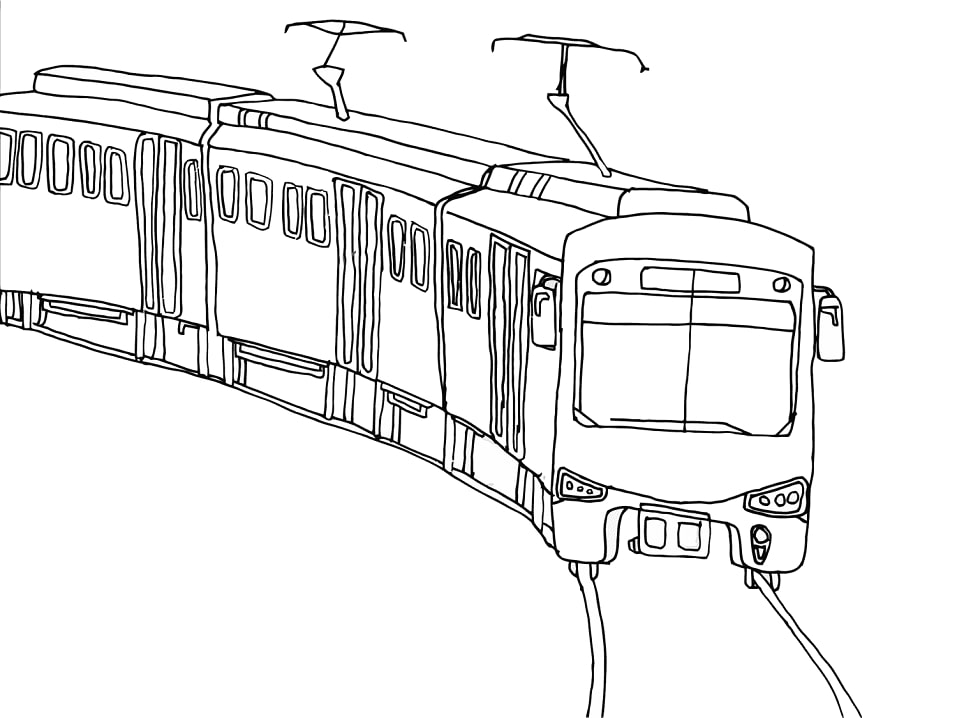 Desenho Trem da Cidade para Colorir e Pintar