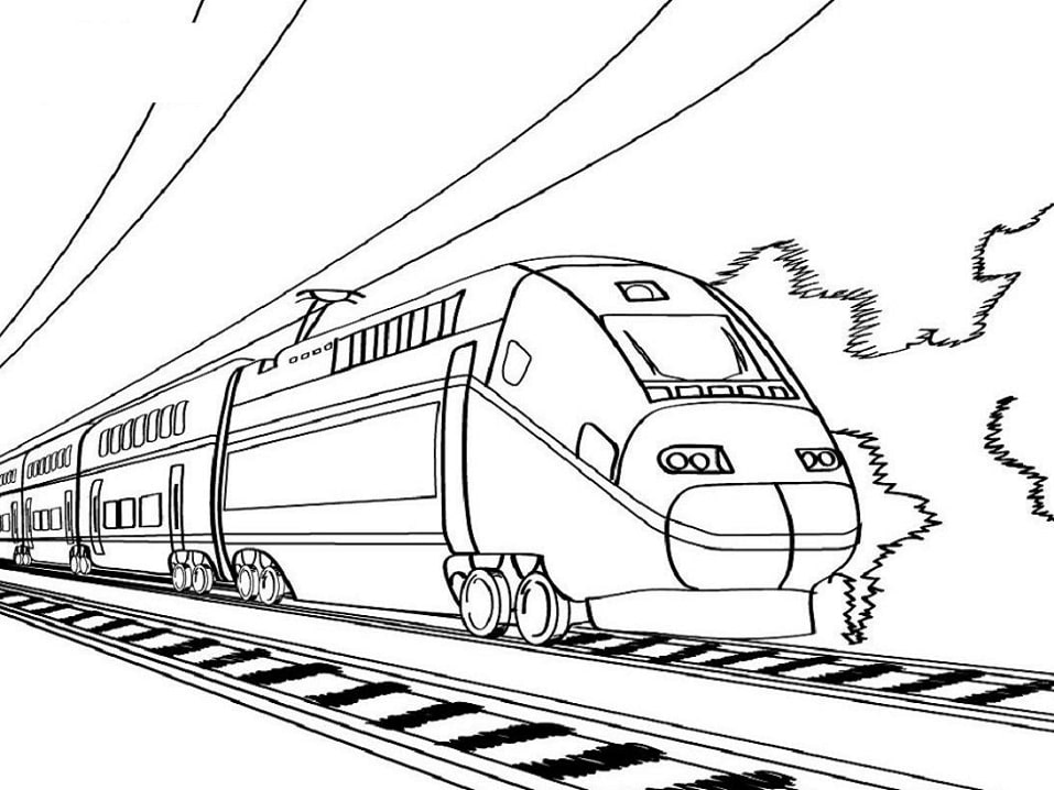 Desenho Trem de Velocidade para Colorir e Pintar