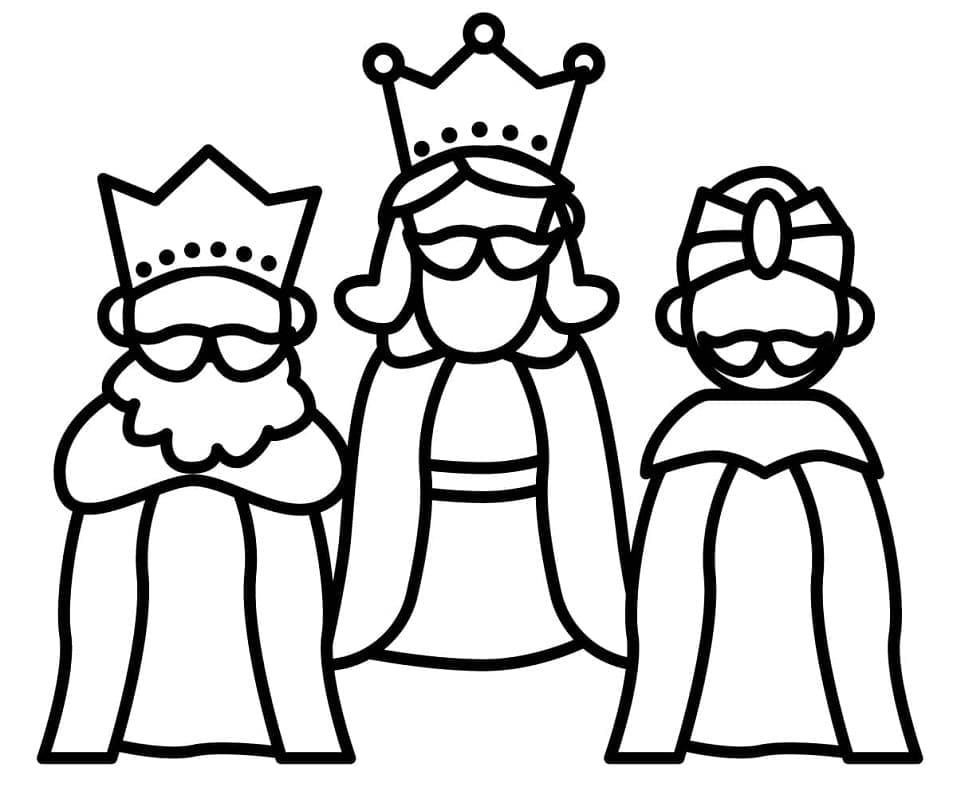 Desenho de Três Réis Magos Atividade Bíblica para Colorir Download e Pintar