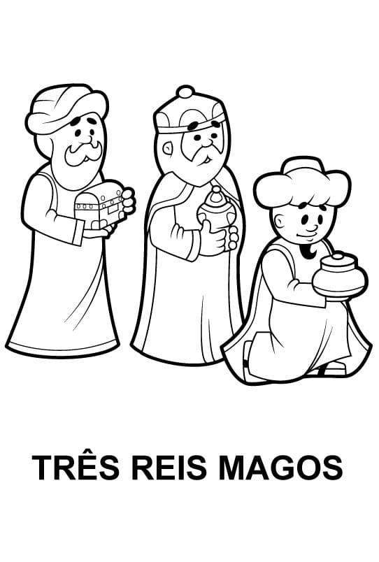 Desenho de Três Réis Magos para Colorir com Lápis de Cor Download e Pintar