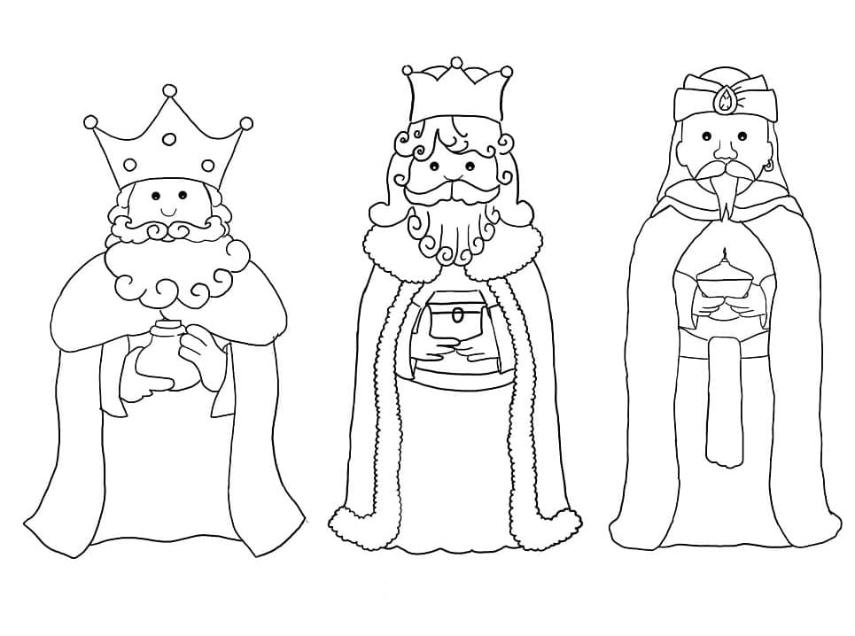 Desenho de Três Réis Magos para Colorir e Pintar
